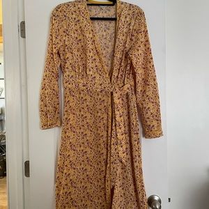 Time and True yellow wrap dress
